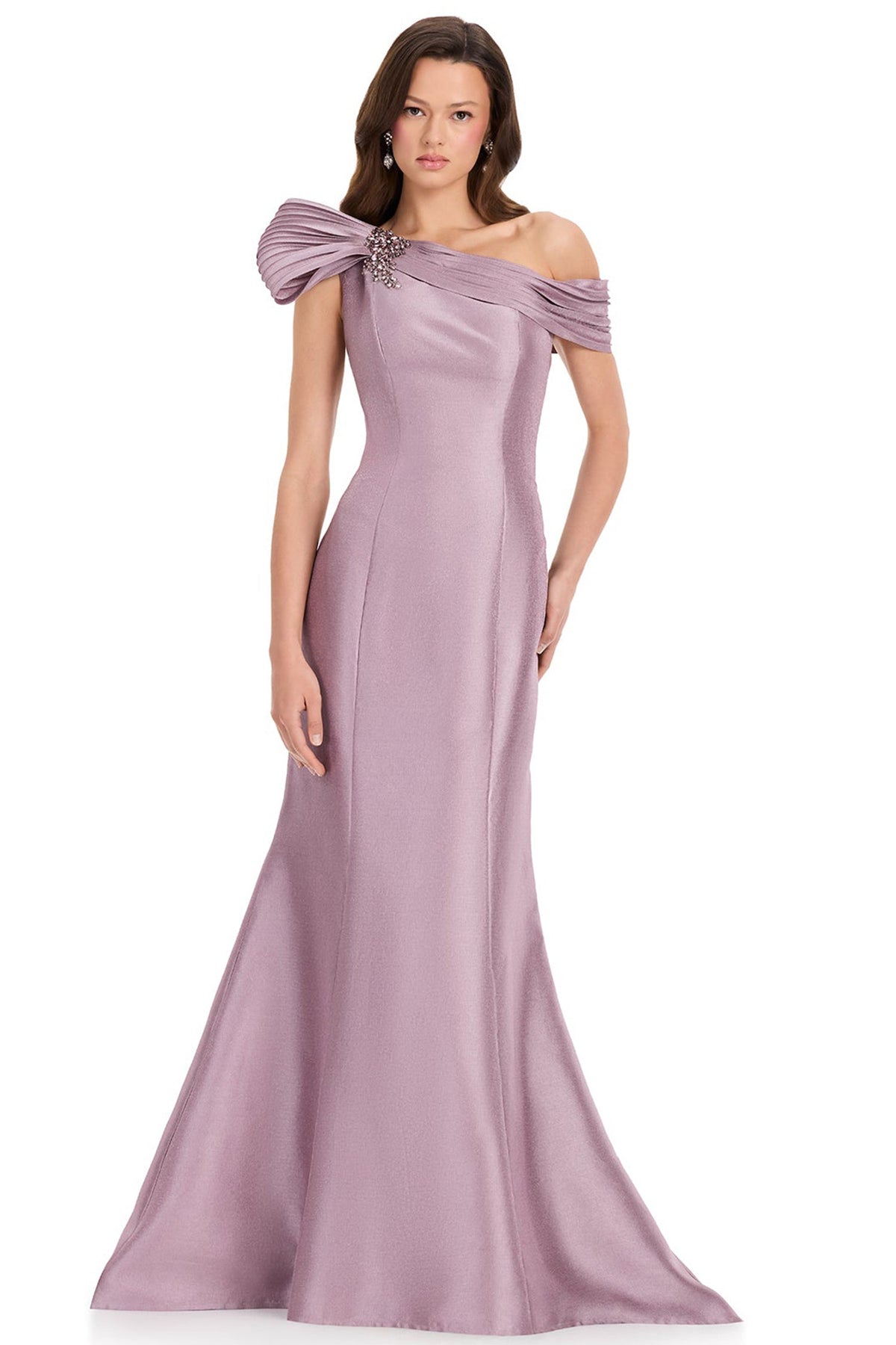 Ashley Lauren E12370 Mermaid Beaded Brooch Evening Gown