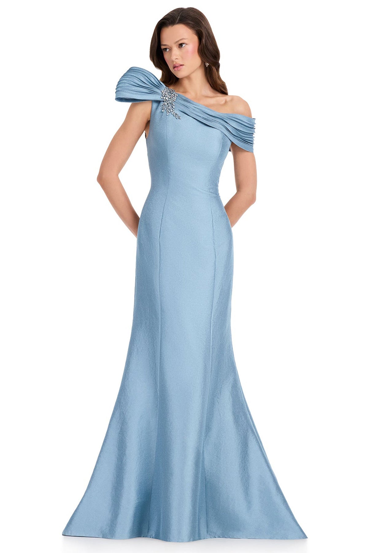 Ashley Lauren E12370 Mermaid Beaded Brooch Evening Gown