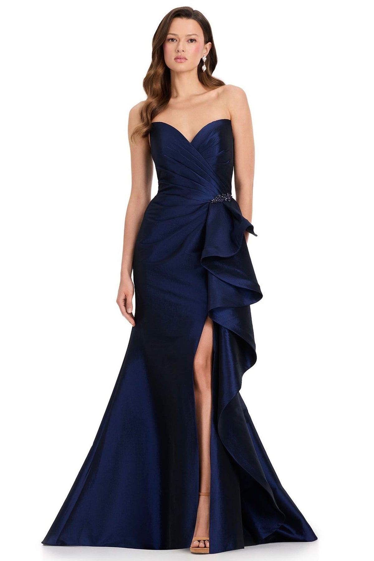 Ashley Lauren E12379 Sweetheart Side Ruffle Detail Prom Gown