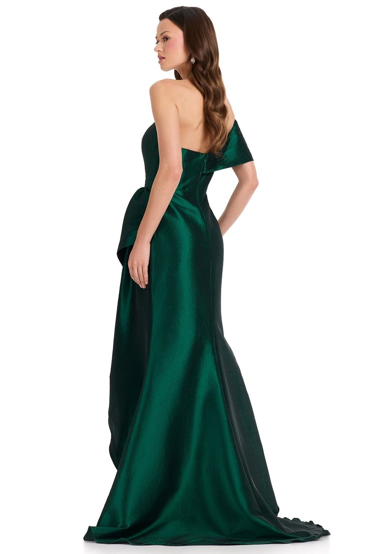 Ashley Lauren E12380 One Shoulder Draped Ruffle Prom Gown