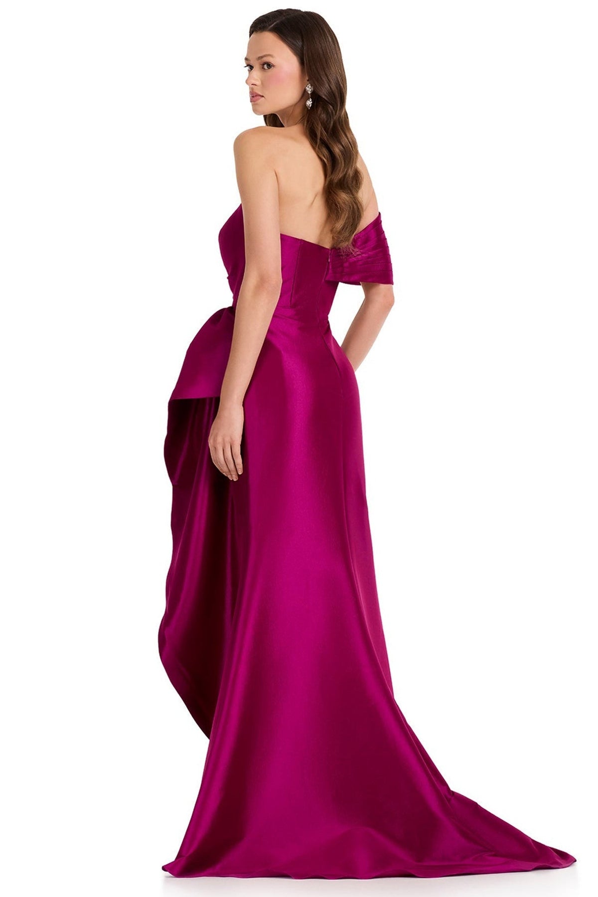 Ashley Lauren E12380 One Shoulder Draped Ruffle Prom Gown