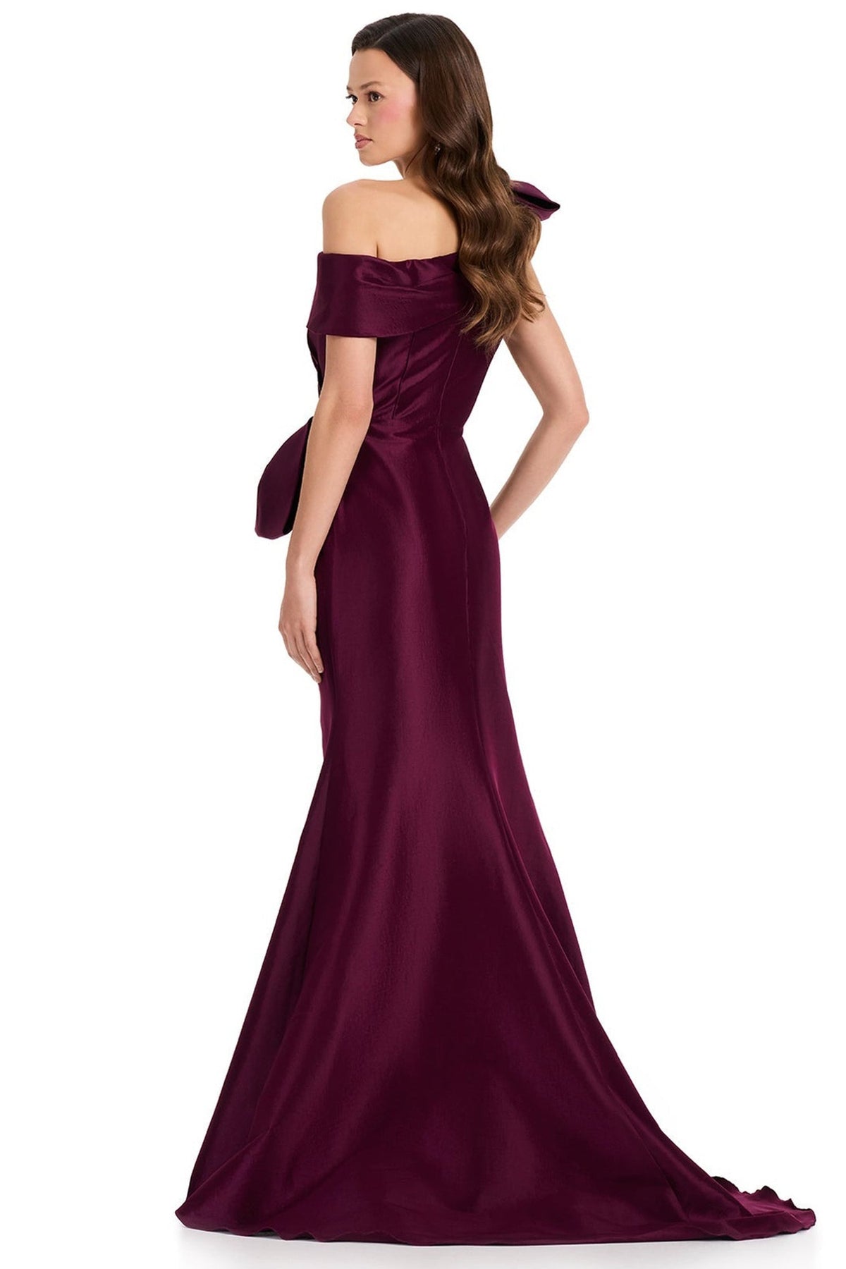 Ashley Lauren E12381 Mermaid Folded Off Shoulder Prom Gown