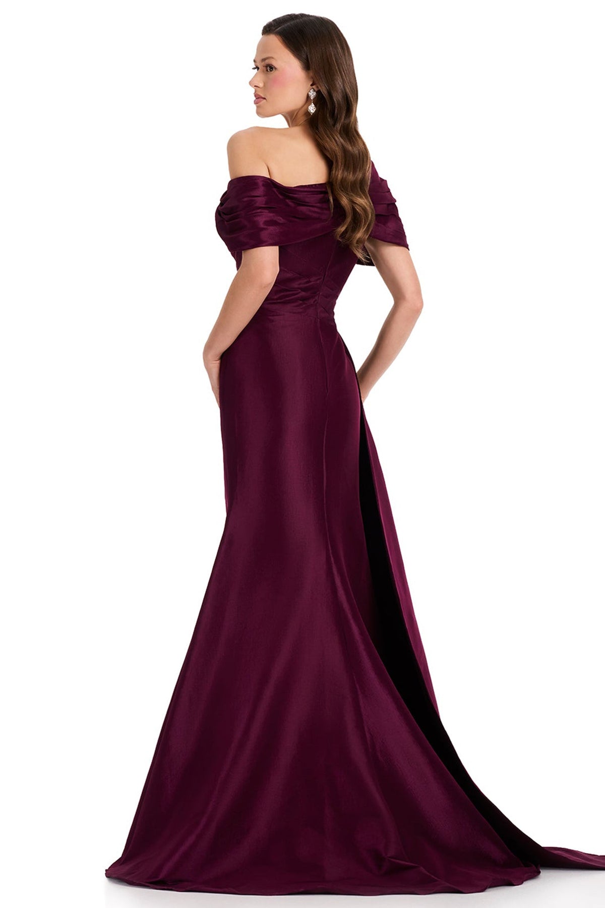 Ashley Lauren E12382 Taffeta Mermaid Side Drape Prom Gown