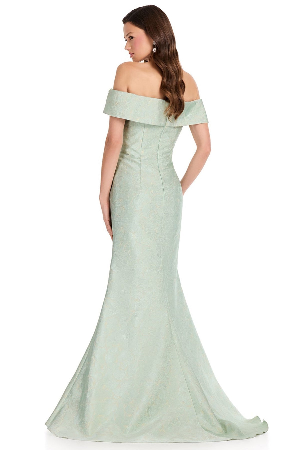 Ashley Lauren E12383 Off Shoulder Beaded Detail Prom Gown