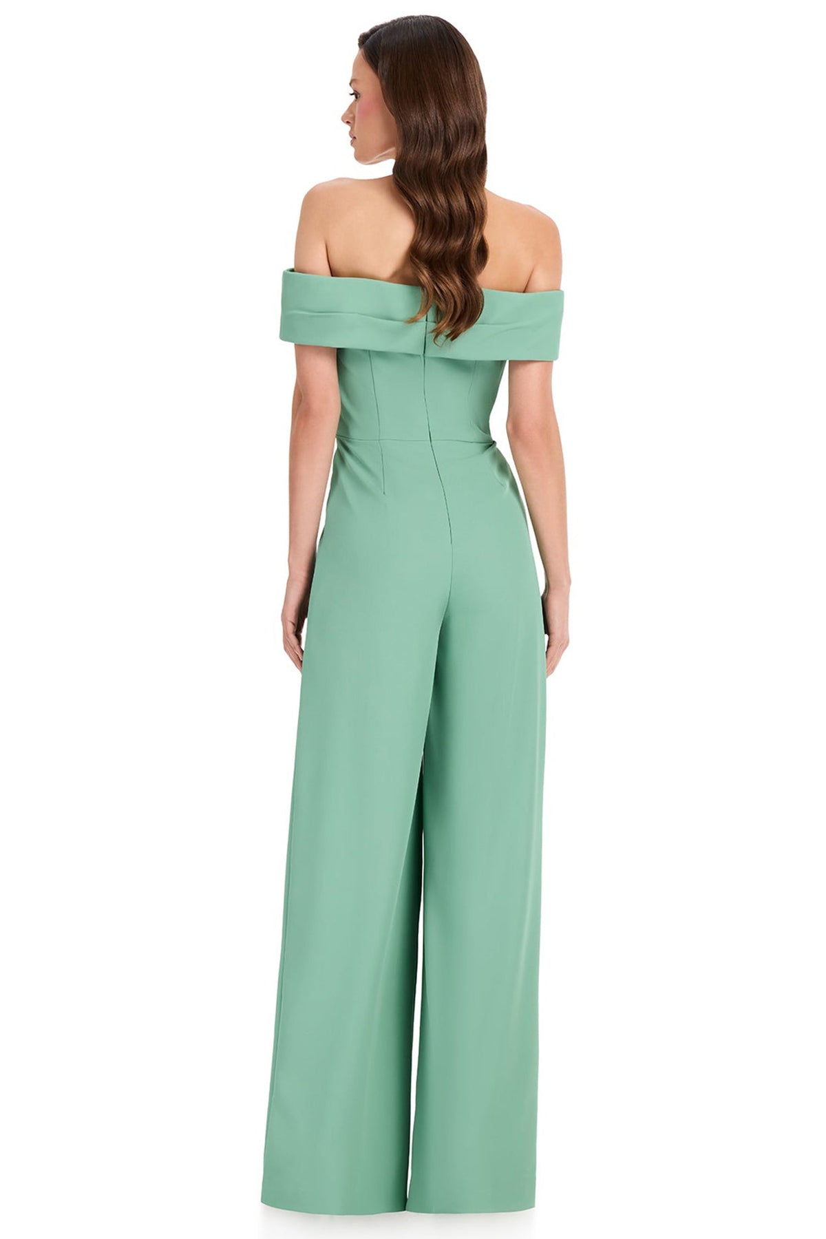 Ashley Lauren E12384 Tonal Beaded Off Shoulder Jumpsuit
