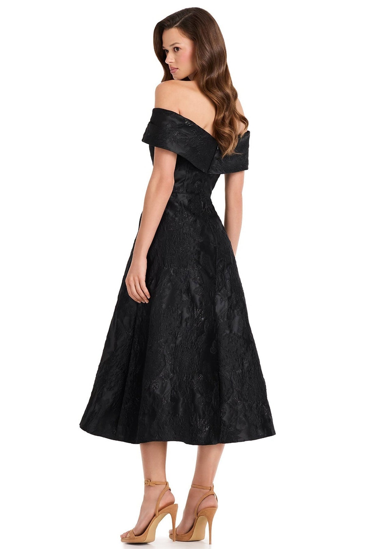 Ashley Lauren E40002 Off Shoulder Floral Texture Evening Dress