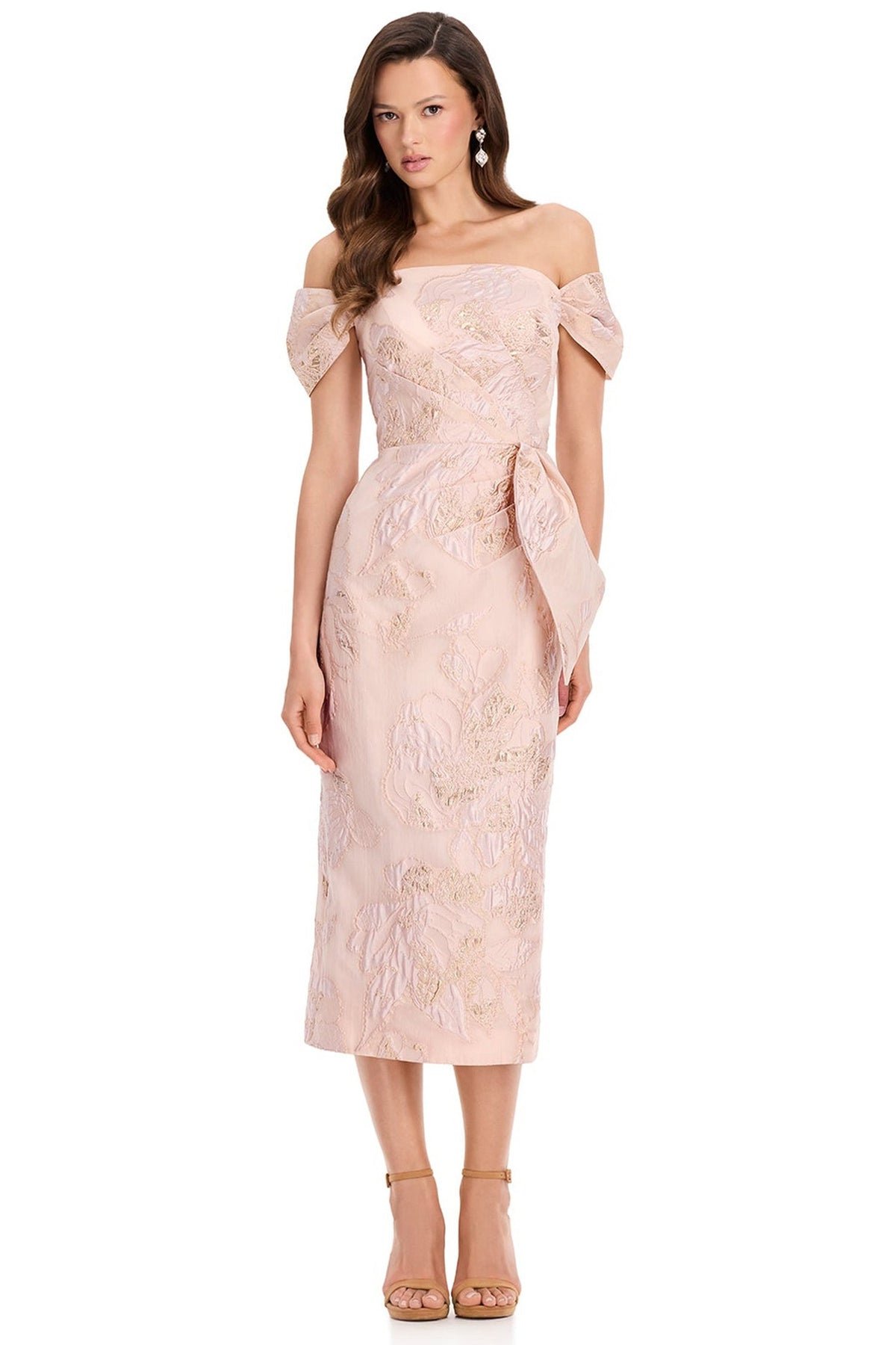 Ashley Lauren E40004 Off Shoulder Back Slit Cocktail Dress