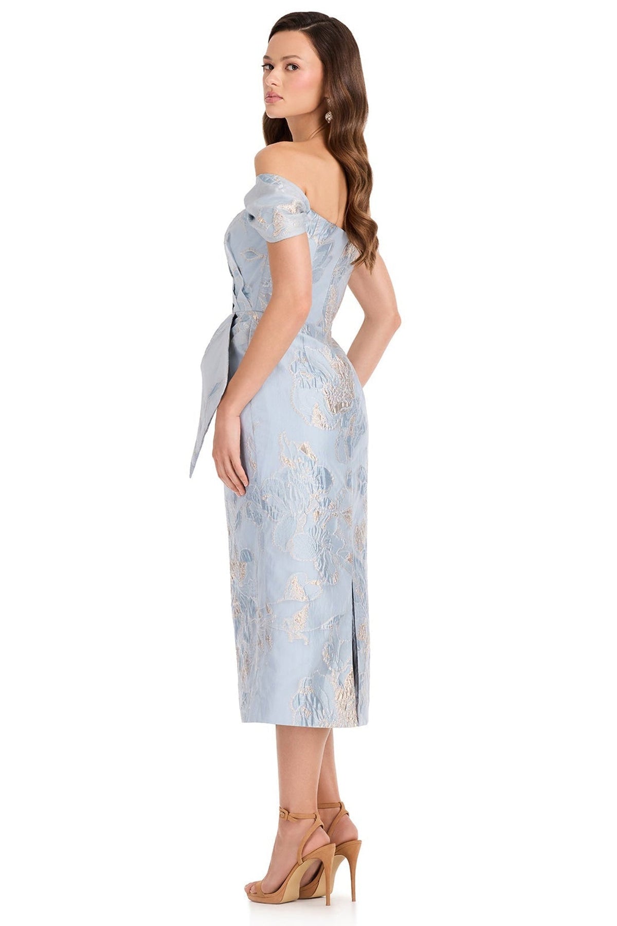 Ashley Lauren E40004 Off Shoulder Back Slit Cocktail Dress