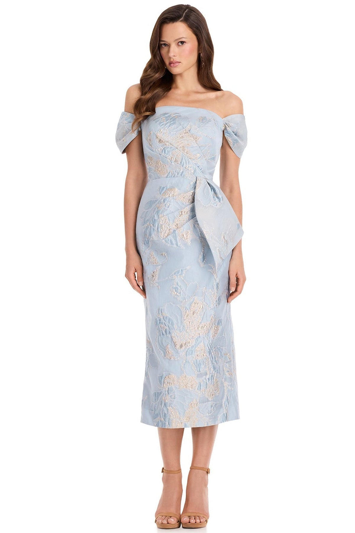 Ashley Lauren E40004 Off Shoulder Back Slit Cocktail Dress