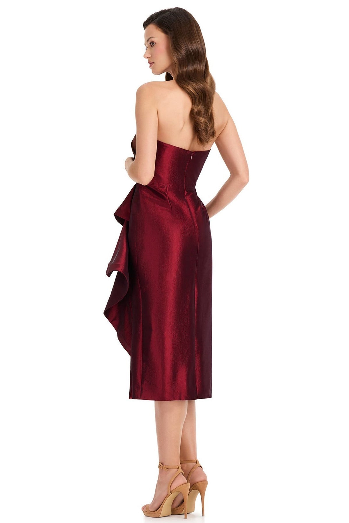 Ashley Lauren E40005 Ruched Straight Across Neck Cocktail Dress