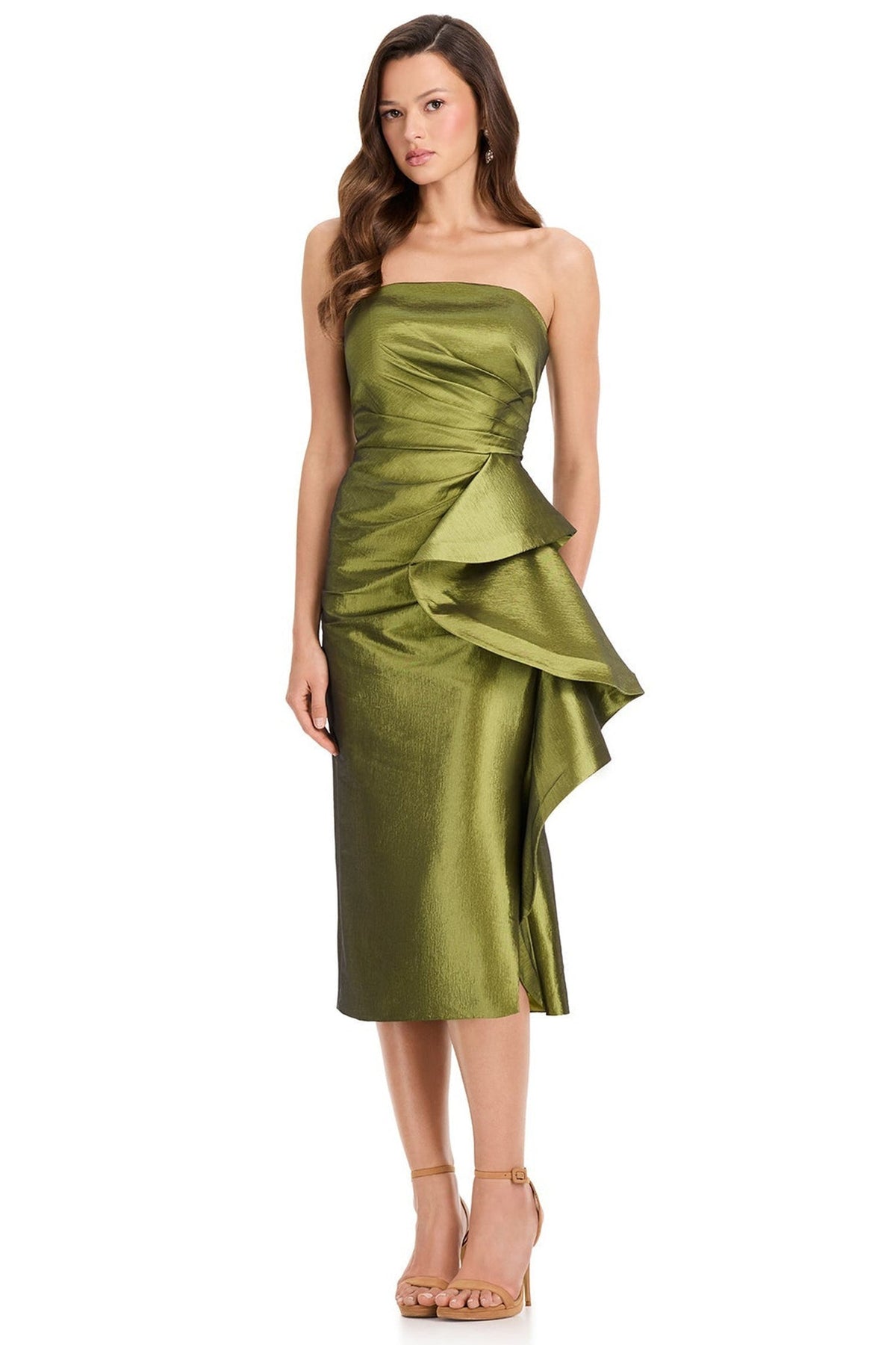 Ashley Lauren E40005 Ruched Straight Across Neck Cocktail Dress