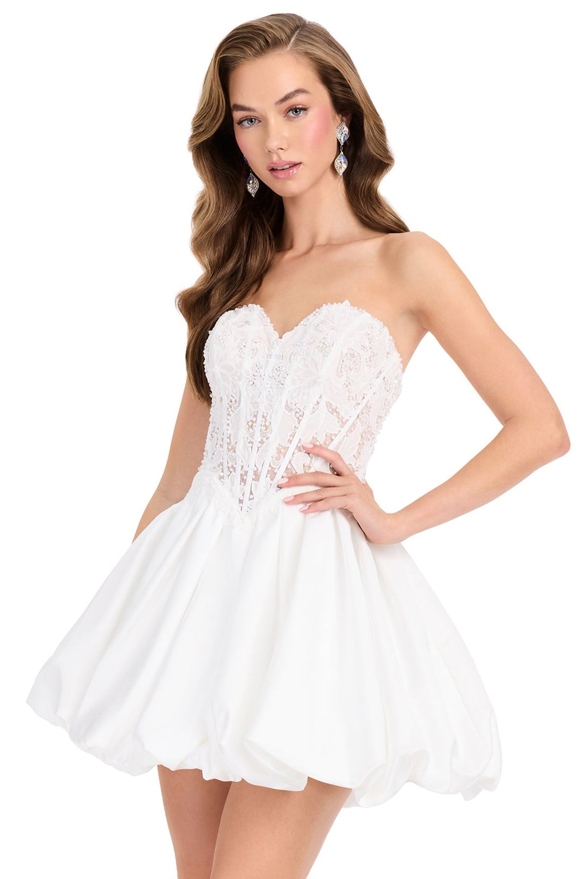 Ashley Lauren E40012 Applique Corset Sweetheart Cocktail Dress