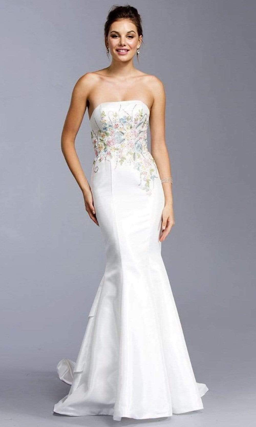Trevi Collection Bridal - L1914 Multi Colored Embroidery Wedding  Dress Wedding Dresses XXS / Off White