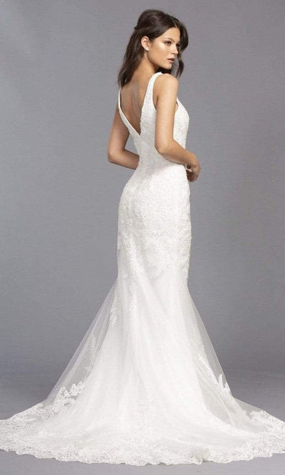 Trevi Collection Bridal - L2143 V Neck Embroidered Tulle Bridal Gown Wedding Dresses