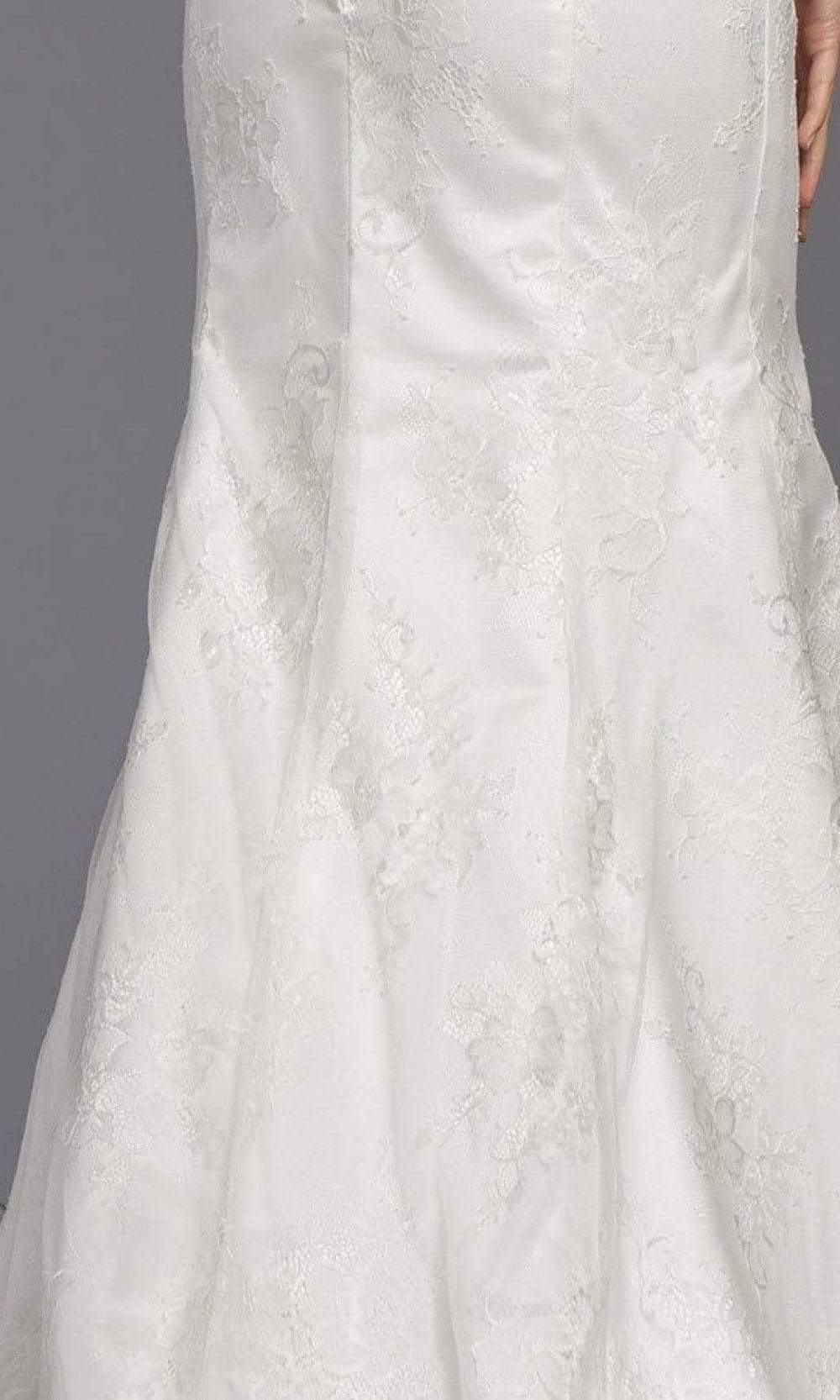 Trevi Collection Bridal - L2145 V Neck Beaded Accented Lace Bridal Wedding Dresses