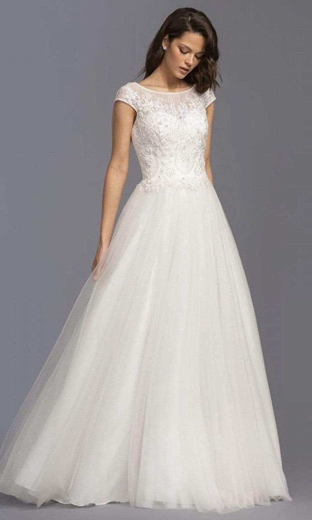 Trevi Collection Bridal - L2249 Lace Beaded Tulle Wedding Gown Wedding Dresses XXS / Off White