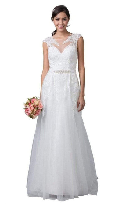 Trevi Collection Bridal - L2353 Embroidered Lace A-Line Bridal Bridal Dresses XXS / Off White