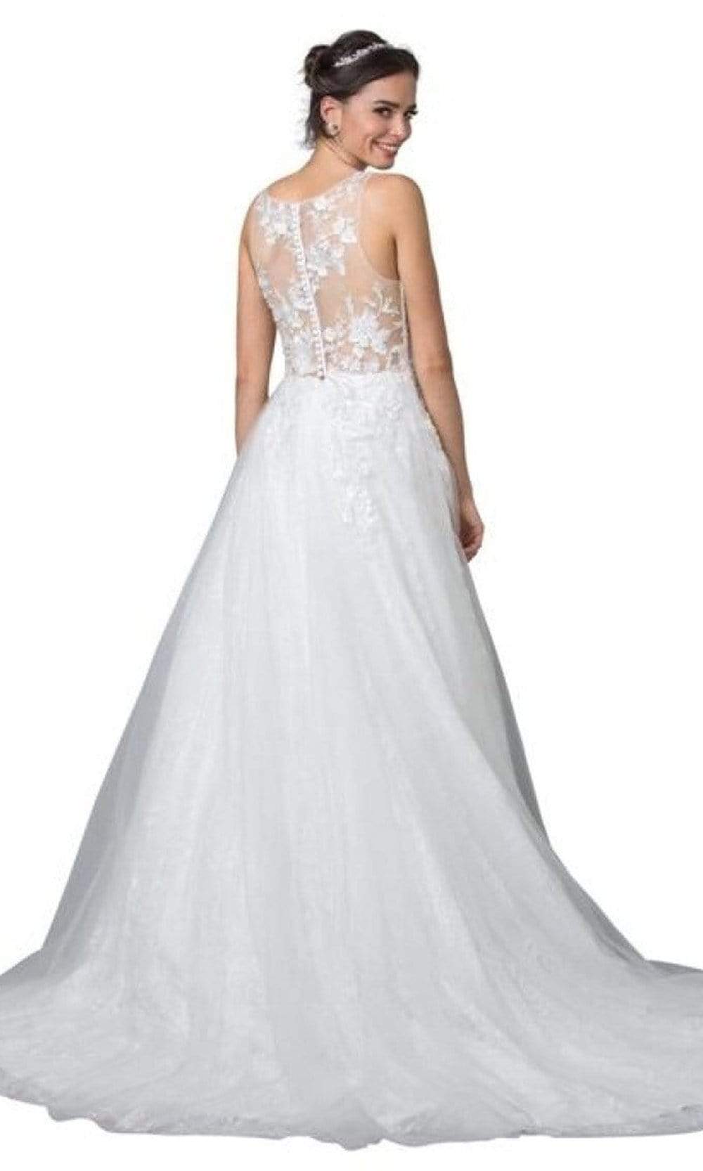 Trevi Collection Bridal - L2355 V Neck Tulle Long Wedding Gown Wedding Dresses
