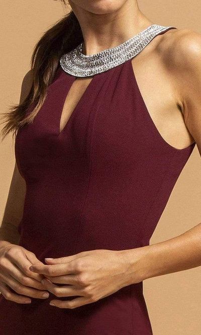 Trevi Collection - D256 Embellished Halter Neck Trumpet Dress Evening Dresses