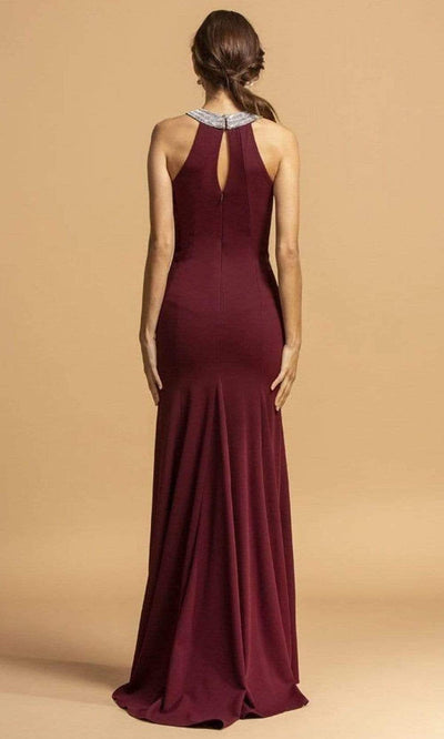Trevi Collection - D256 Embellished Halter Neck Trumpet Dress Evening Dresses