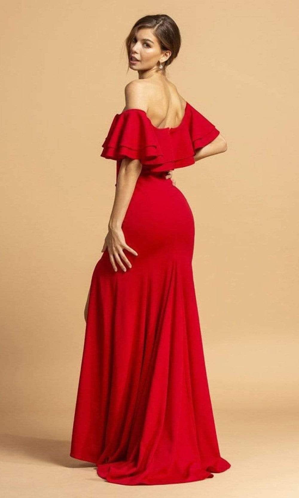 Trevi Collection - D293 Off Shoulder Bodycon Slit Dress Evening Dresses