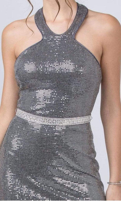 Trevi Collection - D345 Halter Shiny Embellished Column Gown Evening Dresses