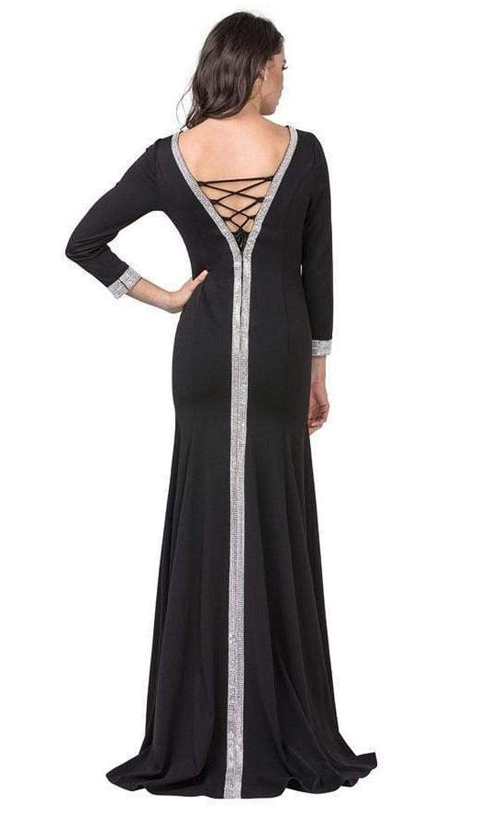 Trevi Collection - D374 Jewel-Trimmed Long Sleeve Dress Special Occasion Dress