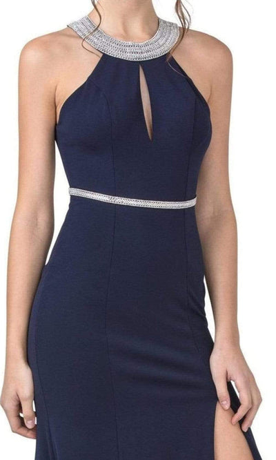Trevi Collection - D399 Halter Bodycon High Slit Dress Evening Dresses