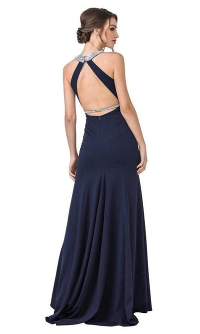 Trevi Collection - D399 Halter Bodycon High Slit Dress Evening Dresses