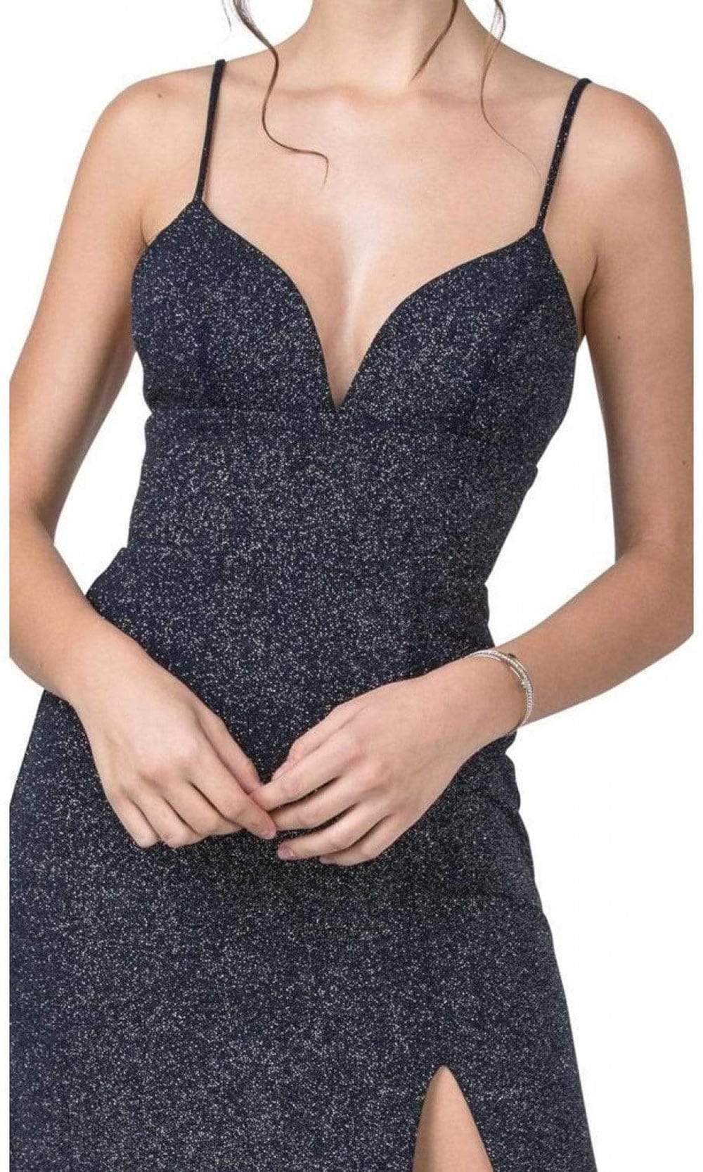 Trevi Collection - D415 Spaghetti Strapped Glittered Dress Prom Dresses