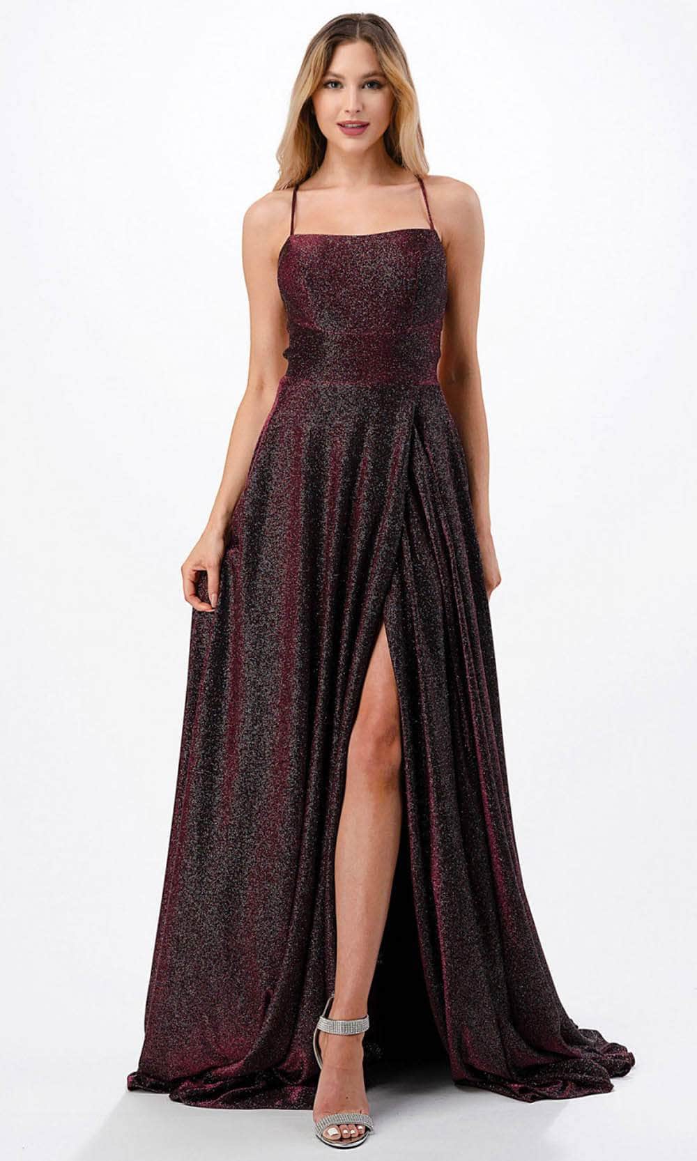 Trevi Collection D533 - Glitter Evening Gown XS / Plum