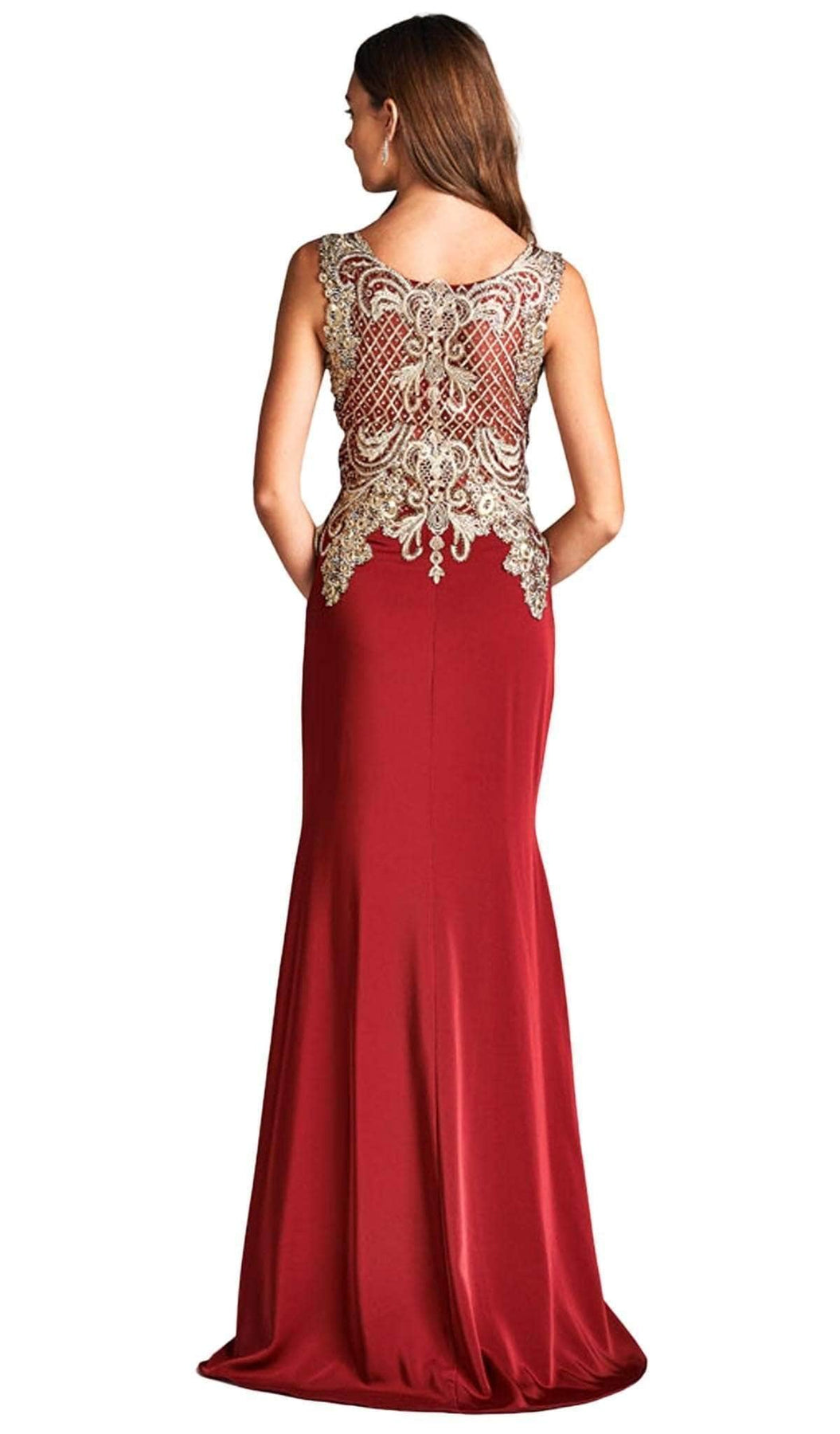 Aspeed Design - Embroidered Sheath Evening Dress L1695 - 2 pcs Navy In Sizes L and XL Available CCSALE