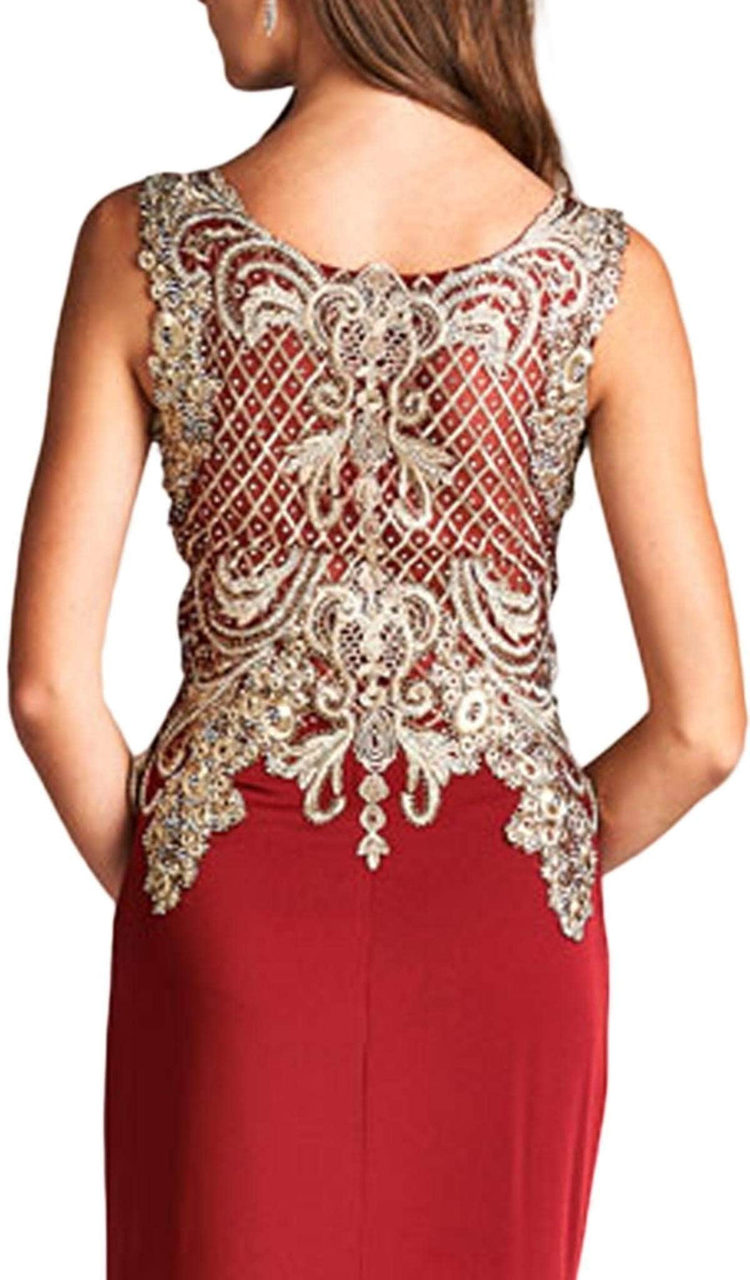 Aspeed Design - Embroidered Sheath Evening Dress L1695 - 2 pcs Navy In Sizes L and XL Available CCSALE