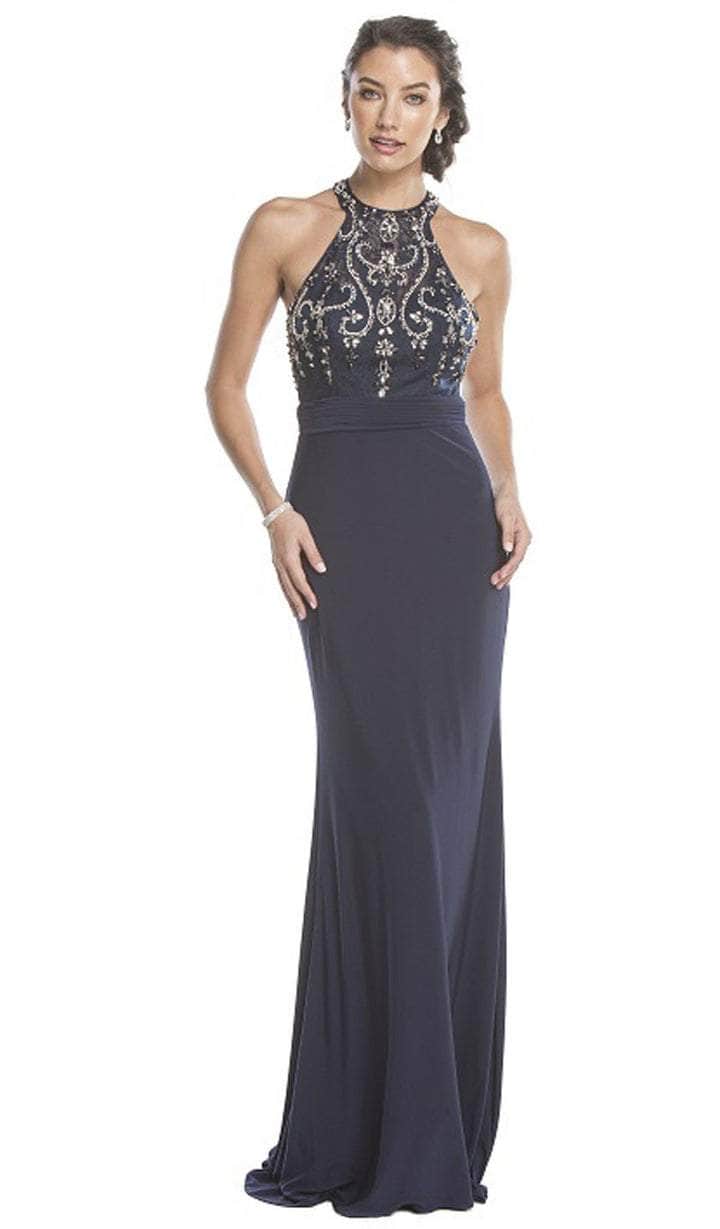 Aspeed Design - High Halter Fitted Prom Gown L1581  - 1 pc Coral In Size S Available CCSALE S / Coral