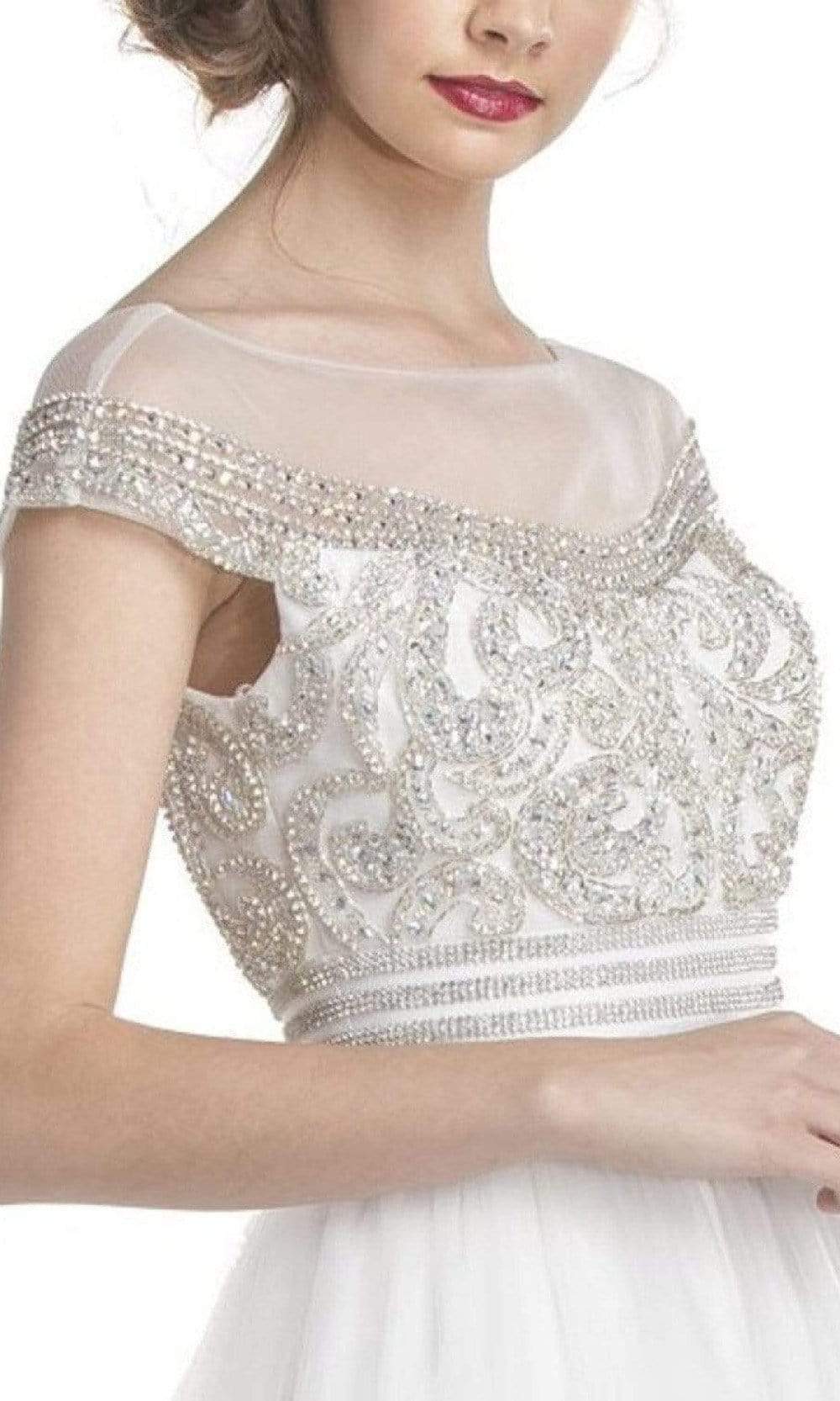 Trevi Collection - L1513 Cap Sleeve Bejeweled Long Dress Prom Dresses