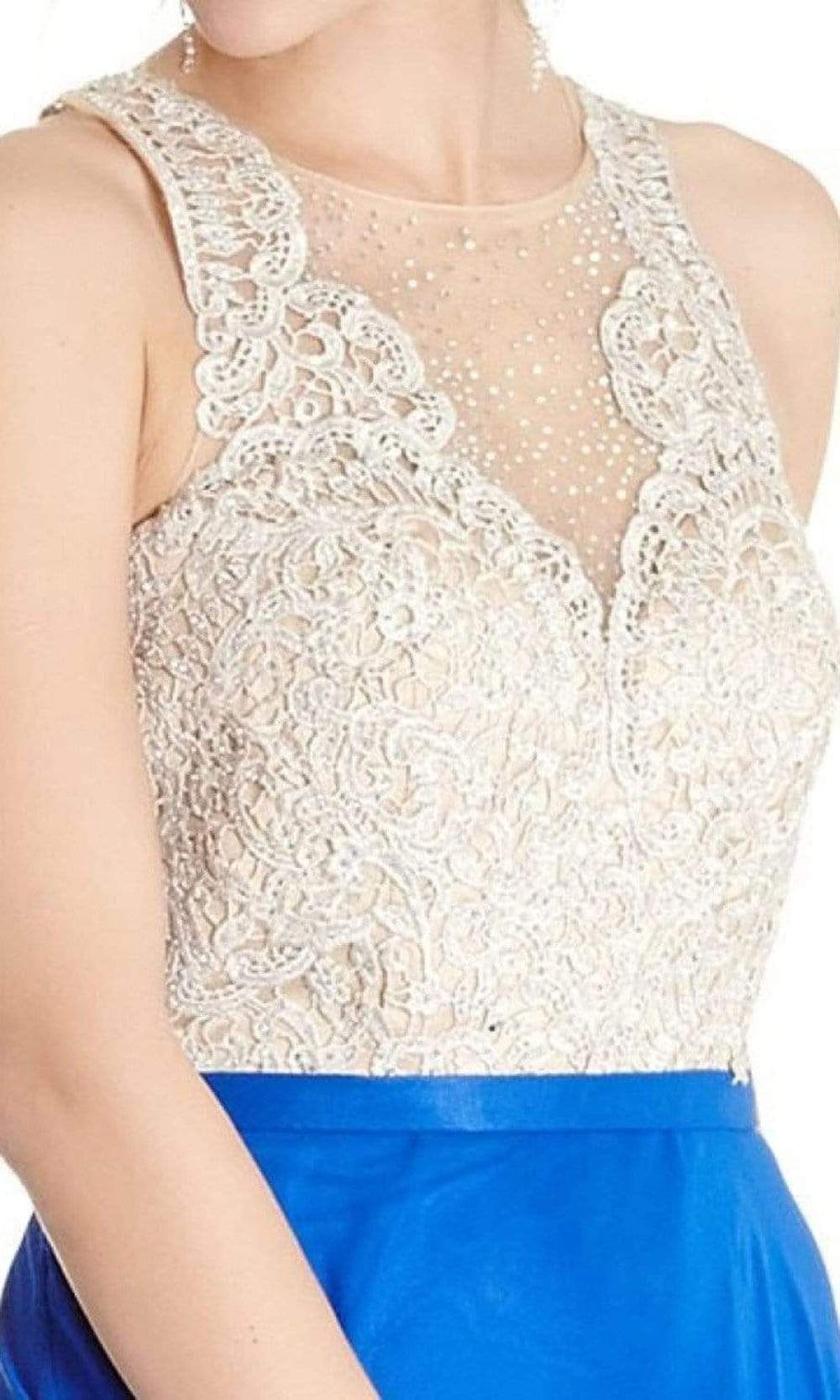 Trevi Collection - L1793 Illusion Jewel Lace A-Line Dress Prom Dresses