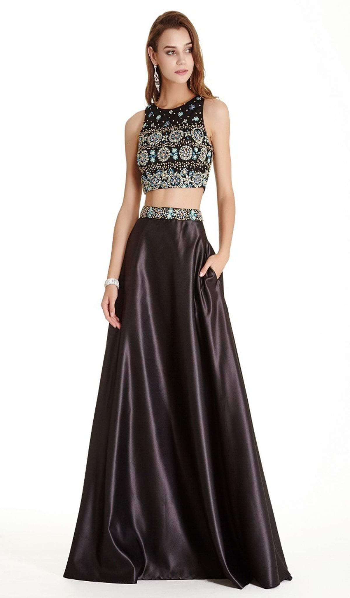 Aspeed Design L1880 - Embellished Two Piece Prom Dress Prom Dresses XXS / Black-Multi