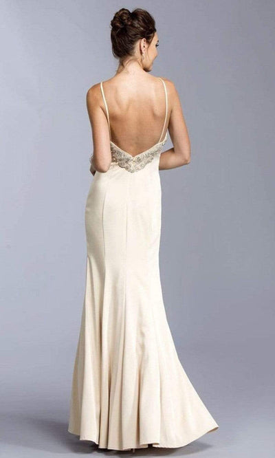 Trevi Collection - L1938 Appliqued V-Neck Evening Dress Evening Dresses