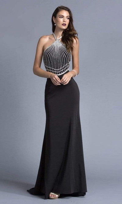Trevi Collection - L1950 Halter A-Line Evening Dress Evening Dresses XXS / Black