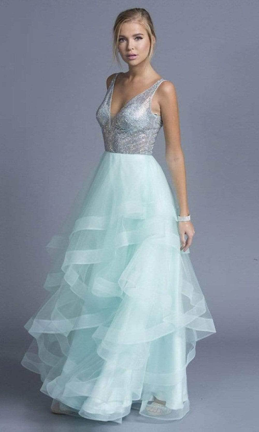 Trevi Collection - L1974 Plunging V Neck Sleeveless Prom Gown Prom Dresses S 