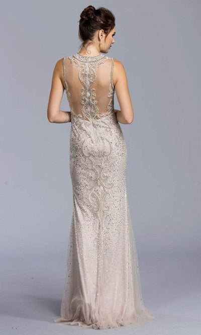 Trevi Collection - L1975 Beaded Jewel Neck Mermaid Dress Evening Dresses