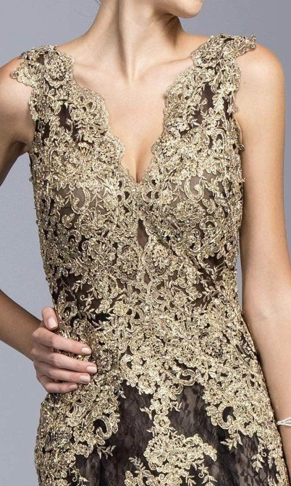 Trevi Collection - L2009 Applique V-Neck Evening Dress Evening Dresses S 