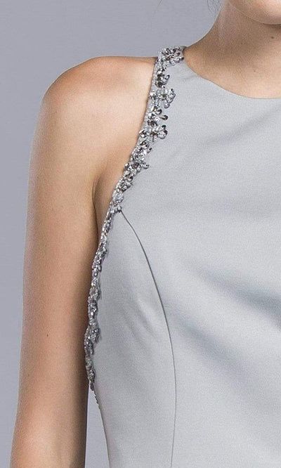Trevi Collection - L2017 Bead-Trimmed Crisscross Back Dress Evening Dresses