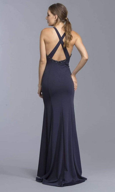 Trevi Collection - L2017 Bead-Trimmed Crisscross Back Dress Special Occasion Dress