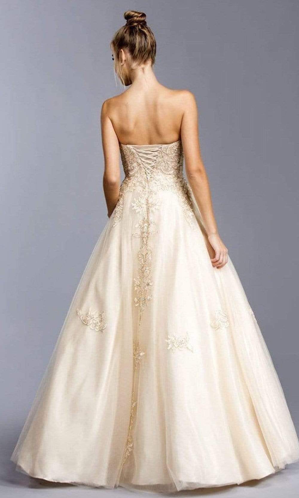 Trevi Collection - L2038 Strapless Sweetheart Applique Ballgown Prom Dresses