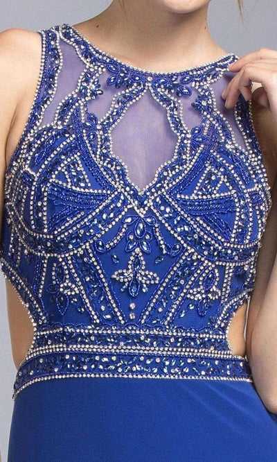 Trevi Collection - L2066 Cut Out Beaded Column Dress Evening Dresses