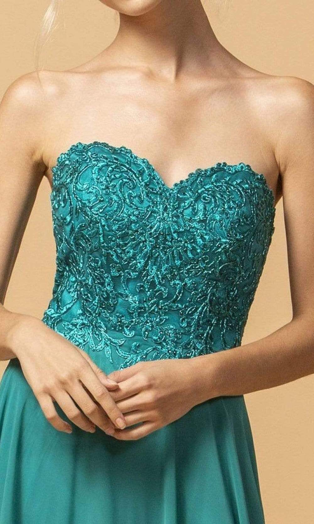 Trevi Collection - L2073 Strapless Embroidered Chiffon Dress Prom Dresses