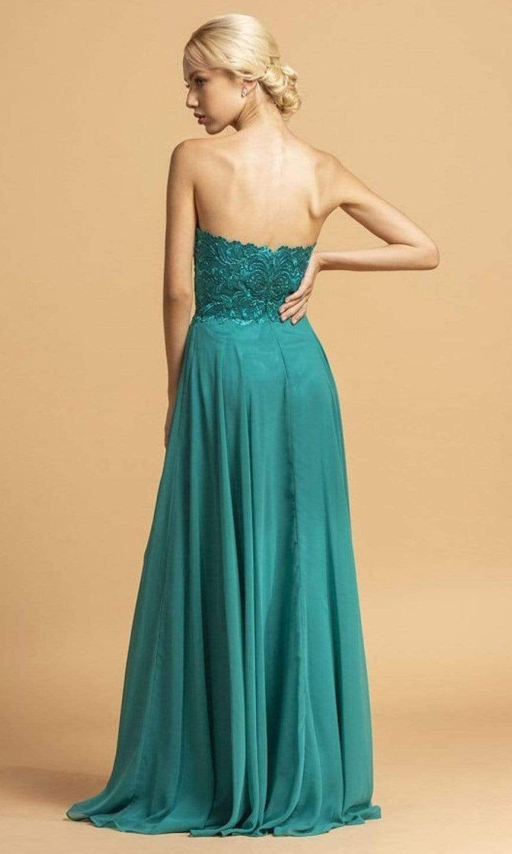 Trevi Collection - L2073 Strapless Embroidered Chiffon Dress Special Occasion Dress