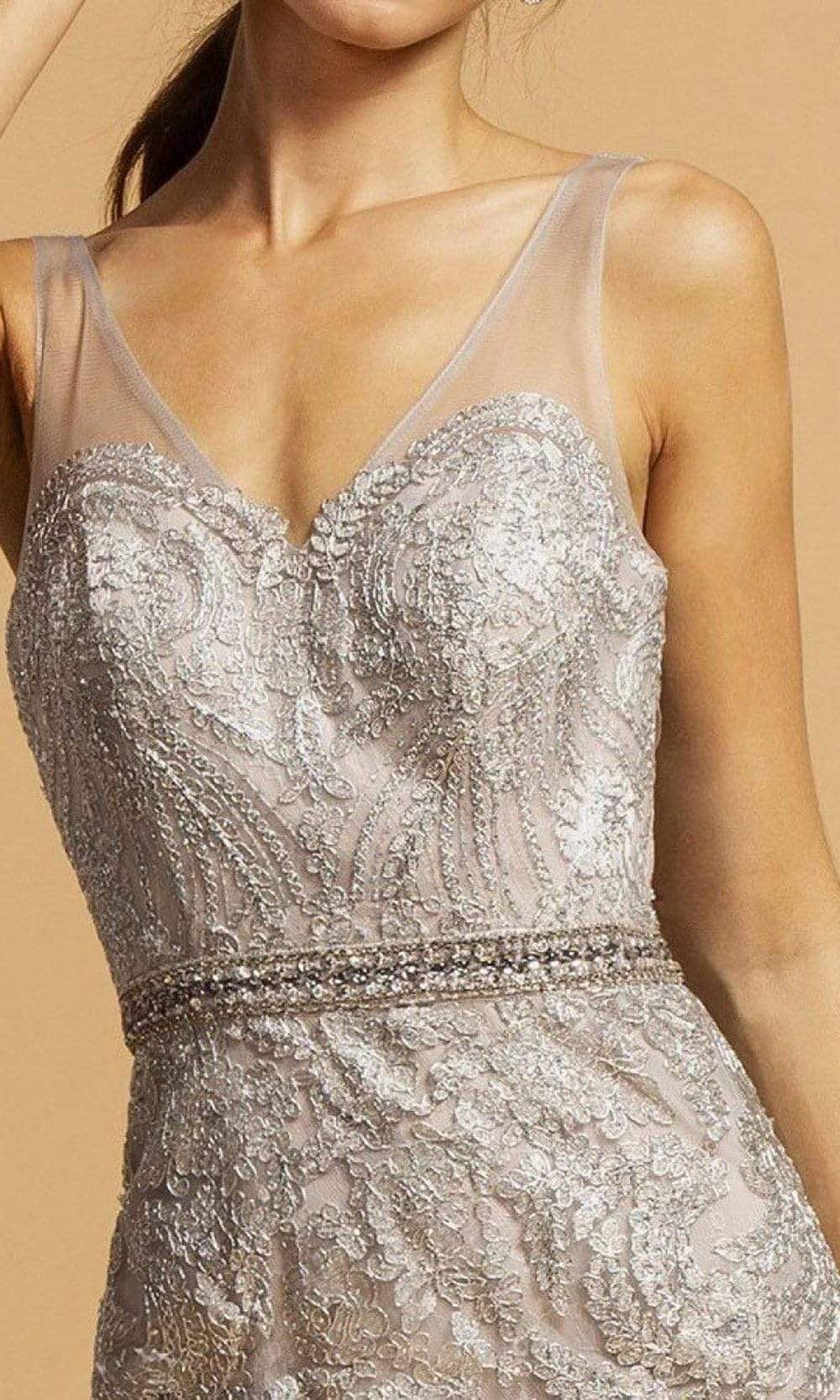 Trevi Collection - L2096 Appliqued Scallop-Hemmed Dress Evening Dresses