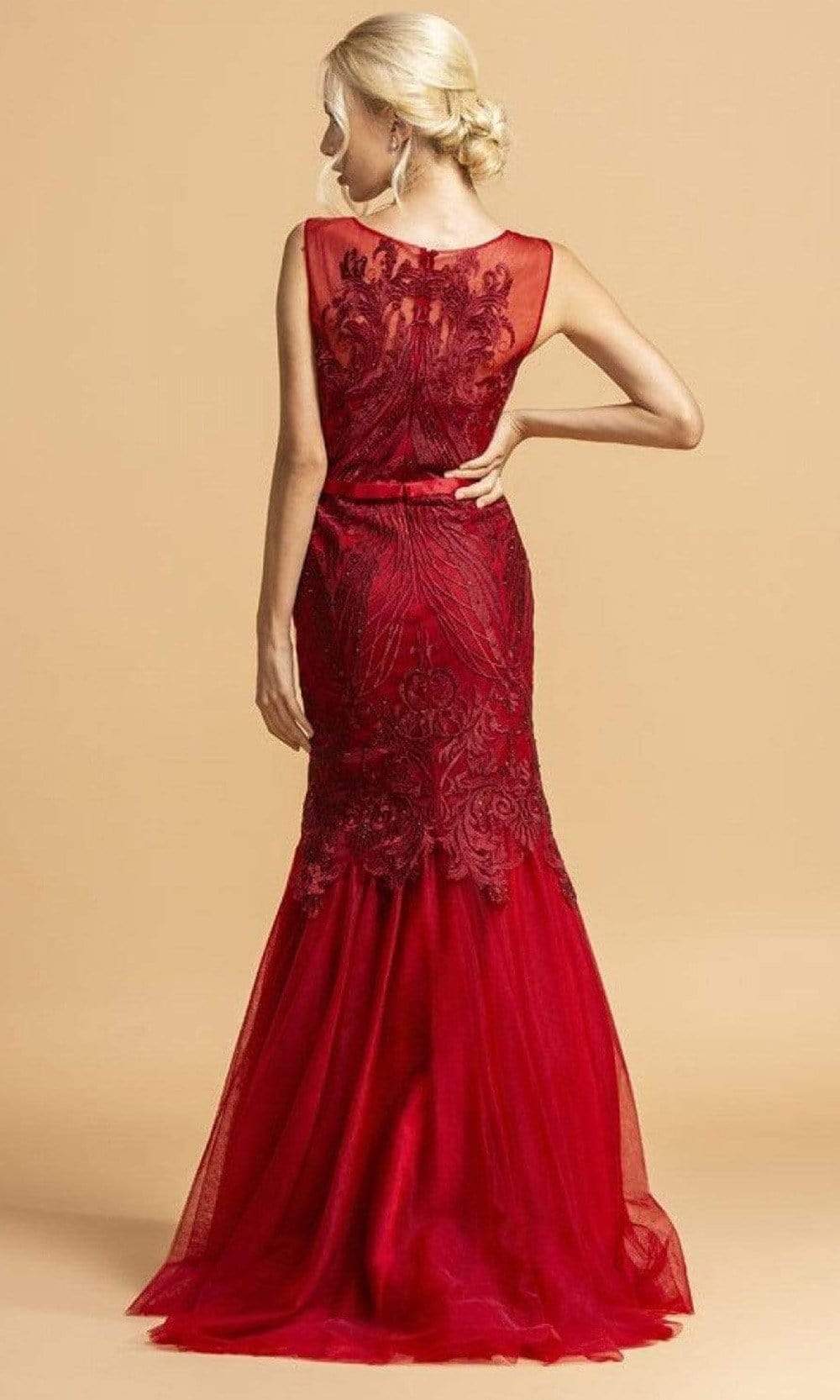 Trevi Collection - L2099 Illusion Jewel Trumpet Evening Dress Evening Dresses